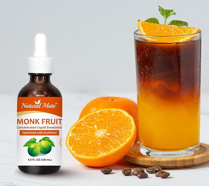100% Monk Fruit Liquid Sweetener (Optimized with Erythritol) - 4 FL OZ (120 mL) – Glass Bottle| 1Pack)