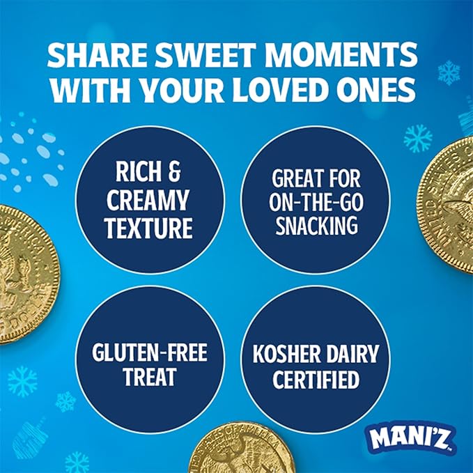 Manischewitz Milk Chocolate Gold Coins Hanukkah Gelt (24 Mesh Bags) Individually Wrapped Perfect for Chanukah | St. Patrick’s Day Chocolate | Gluten Free | Kosher (Cholov Yisroel) | For Holidays | As