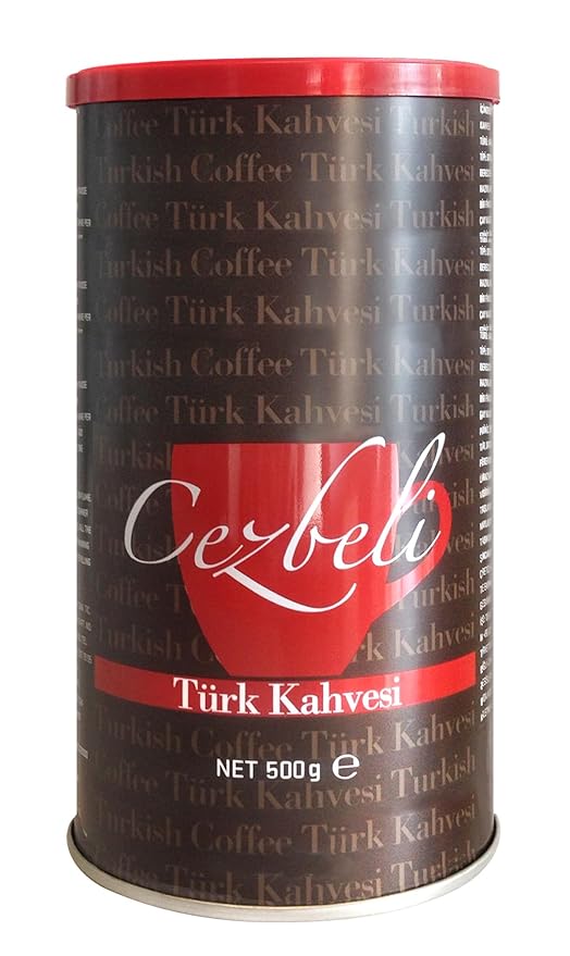Cezbeli Fine Ground Turkish Coffee 17.6 oz Can - Imported from Turkey Authentic Traditional Turkish Kahve Perfect for Cezve Pot