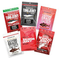 Kaimana Jerky Variety Pack - Ahi Tuna Salmon &amp Wahoo Ono Fish Jerky - Spicy Hot All-Natural Wild-Caught Protein-Packed Omega-3 Rich - Made in Hawaii - 6 Bags Great Gift for Dad
