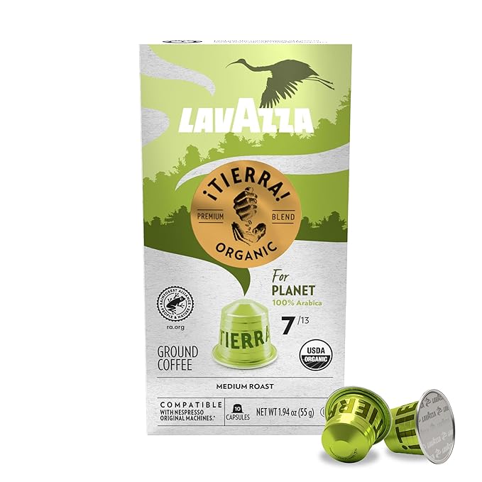 Lavazza ¡Tierra! for Planet Aluminum Capsules Compatible with Nespresso* Original Machines Medium Espresso Roast 100% Arabica (60 Capsules) (Pack of 2)