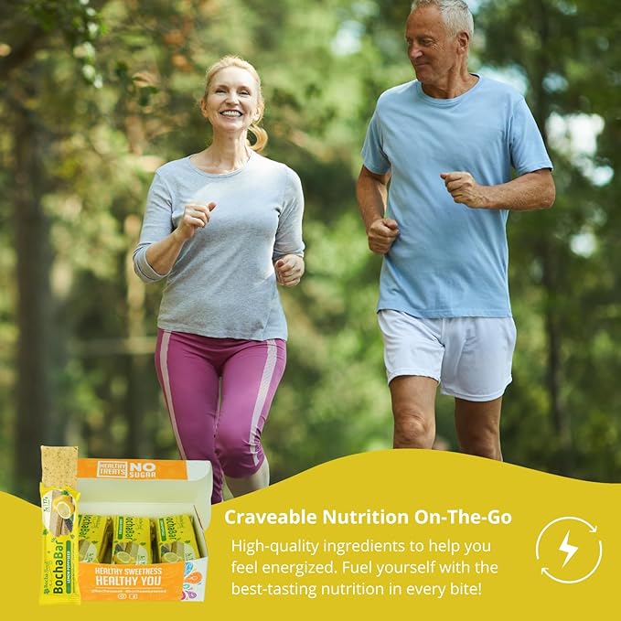 BochaSweet Keto Protein Bar Lemon Poppyseed BochaBar 17g Grass Fed Collagen Low Carb Keto-Friendly Gluten Free 12 Count