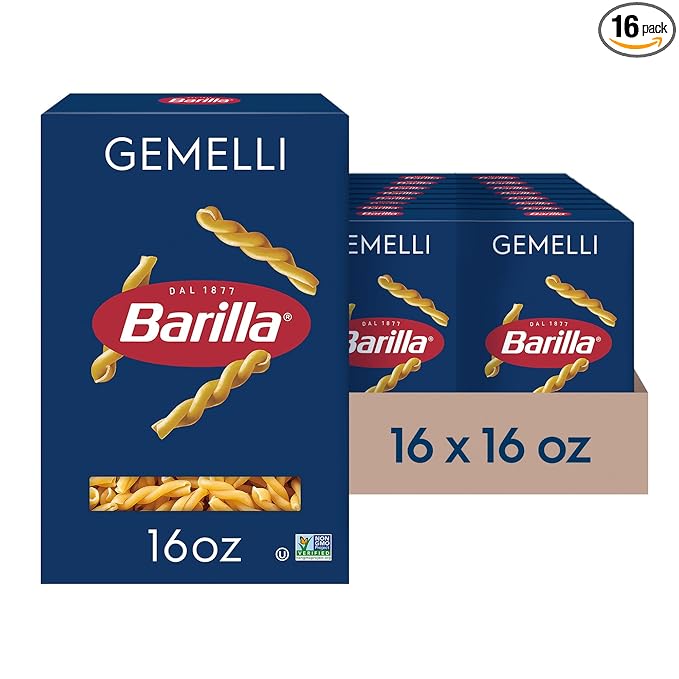 Barilla Gemelli Pasta 16 oz. Box (Pack of 16) - Non-GMO Made with Durum Wheat Semolina - Kosher Certified
