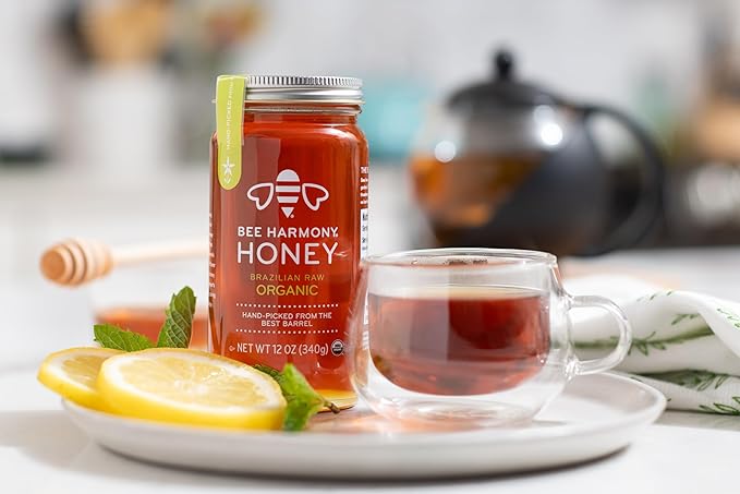 Bee Harmony Organic Raw Honey 12 OZ (Pack of 2 Jars)