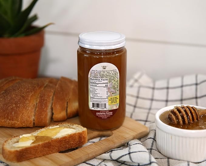 Kauffman Orchards Cranberry Blossom Honey by Welsh Mountain Apiaries Raw and Unfiltered Wild Foraged Honey 16 Ounce Jar