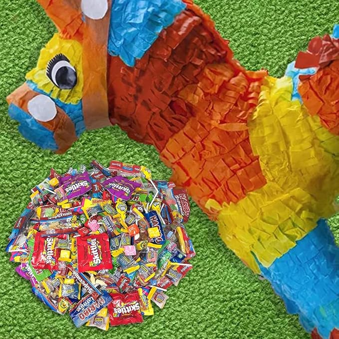 ASSORTED VARIETY BULK CANDY MIX 8.5 LB of Assorted Individually Wrapped Snack Size Candy Mix Skittles Starburst Haribo Jolly Ranchers and More for Pinata Filler Kids Parties and Office Candy