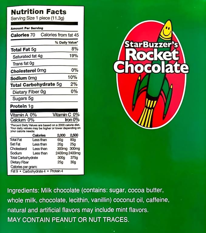 Rocket Chocolate Caffeinated Chocolate Truffles 30 Count (Mint Chocolate)