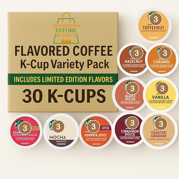 Flavored Coffee K-Cup Variety Pack – 10 Gourmet Flavors 30 Count Sampler for Keurig Brewers – Premium Flavored K Cups Assortment for Home Office &amp Gifts – Mocha Vanilla Caramel Hazelnut &amp