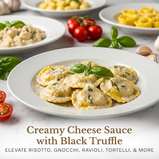 TartufLanghe Cacio e Pepe Truffle Sauce – Authentic Italian Pasta Sauce with Black Truffle &amp Pecorino Romano Cheese for Risottos Gnocchi Ravioli Imported from Italy - 6.34 OZ (Pack of 1)