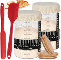 Pro Sourdough Starter Jar Kit 2 Packs-35 Oz Sourdough Bread Starter Jar Kit with Date Marked Feeding BandThermometerSpatulaCloth Cover&amp Lid for Sour Dough Bread Loaf (2 Pcs)