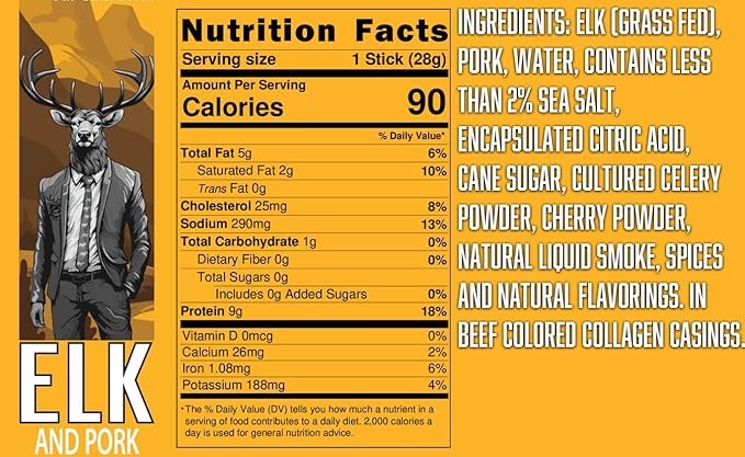 PEARSON RANCH Meat Sticks Pack of 24 - Elk Sticks Exotic Jerky Sticks No Added Nitrites Zero Sugar High-Protein Sticks Paleo and Keto Friendly Meat Snacks (1oz sticks)