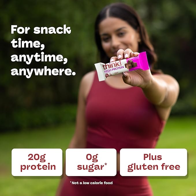 think! Protein Bars High Protein Snacks Gluten Free Kosher Friendly Chocolate Fudge Nutrition Bars 2.1 Oz per Bar 10 Count (Packaging May Vary)
