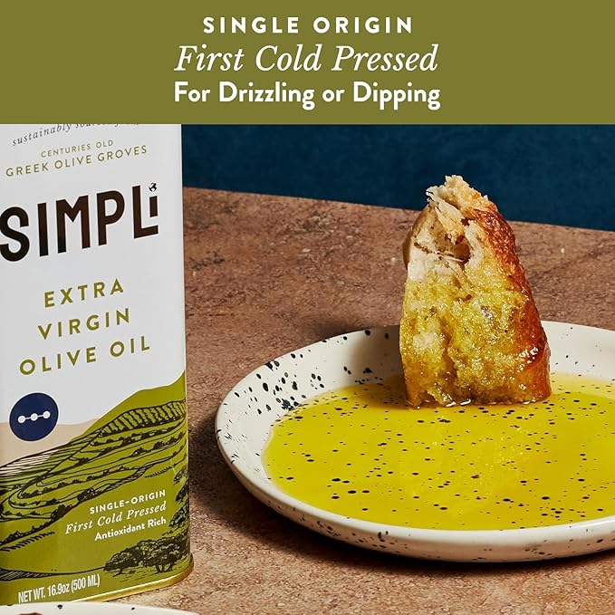 SIMPLi 100% Greek Extra Virgin Olive Oil Olive Oil Extra Virgin Cold Pressed from Koroneiki Olives Single Origin from Sparta with Bright Peppery Flavor (2 Pack 16.9 oz each)