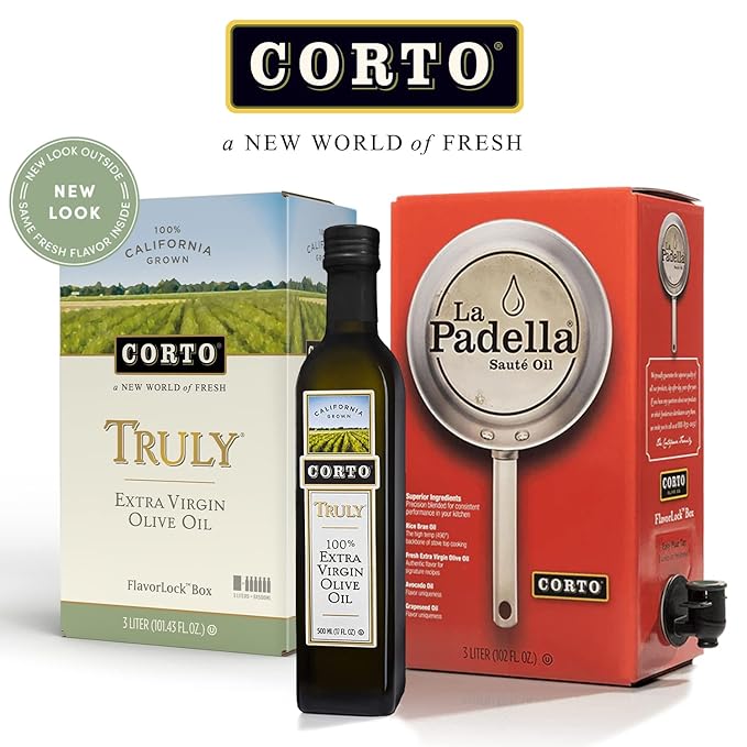 Corto TRULY® | 100% Extra Virgin Olive Oil | Floral Notes | Cold Extracted in State-of-the-Art Mill | Straight from Official Corto Olive Groves &amp Oil Producer | Oxygen-Free Light Free FlavorLock