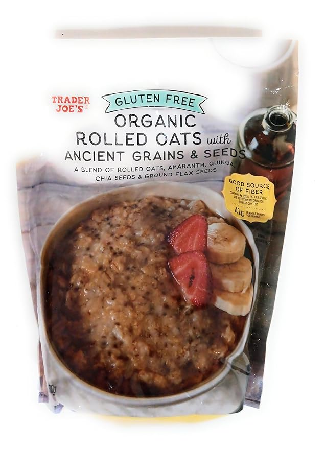 Trader Joe's Gluten Free Organic Rolled Oats with Ancient Grains &amp Seeds Blend of Amaranth Quinoa Chia Seeds Ground Flax Seeds 1 lb Bag
