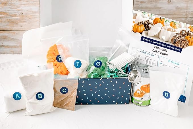 Bake Eat Love Pumpkin Cake Pops Baking Kit Pre-measured Ingredients with Pumpkin Puree Portion Scoop Instructions Makes 12-20 Servings Fall Dessert