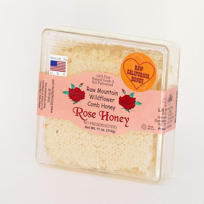 California Raw Mountain Wildflower Comb Rose Honey Honeycomb 11 Oz. Pure 100% Natural Gift Wrapped 2PK
