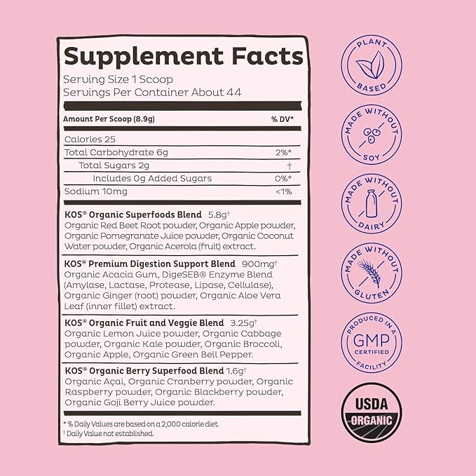 KOS Smart Heart Bundle (Plant-Based Vanilla Protein Powder + Organic Beet Root Powder + Organic Reds Blend)