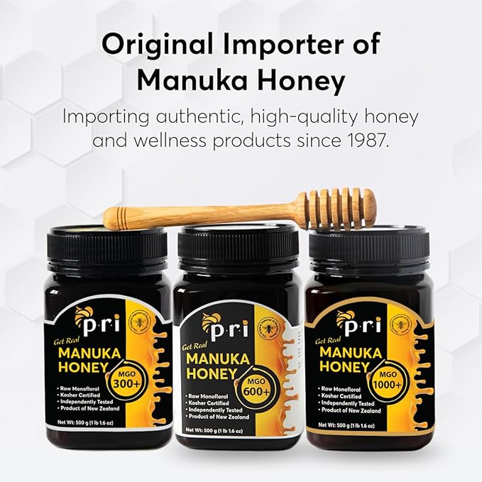 P.R.I Manuka Honey MGO 200+ Monofloral Raw New Zealand Honey Cool‑Processed &amp 100% Traceable (500g/1.1lb)