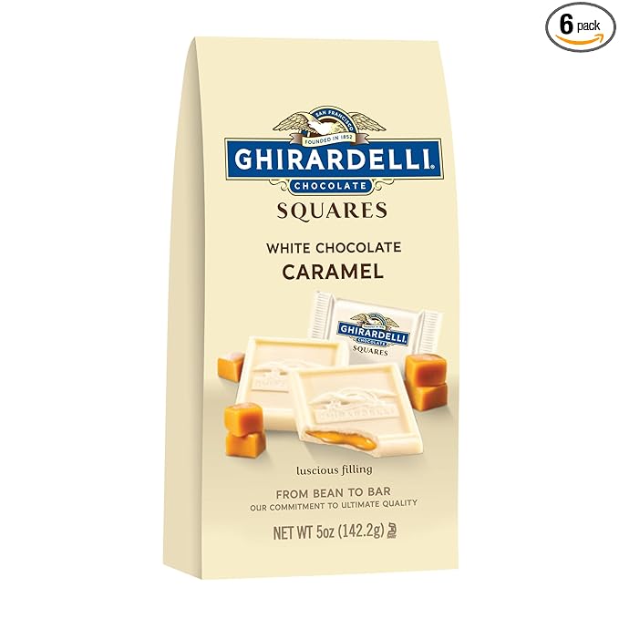 GHIRARDELLI White Chocolate Caramel Squares 5 Oz Bag (Pack of 6)