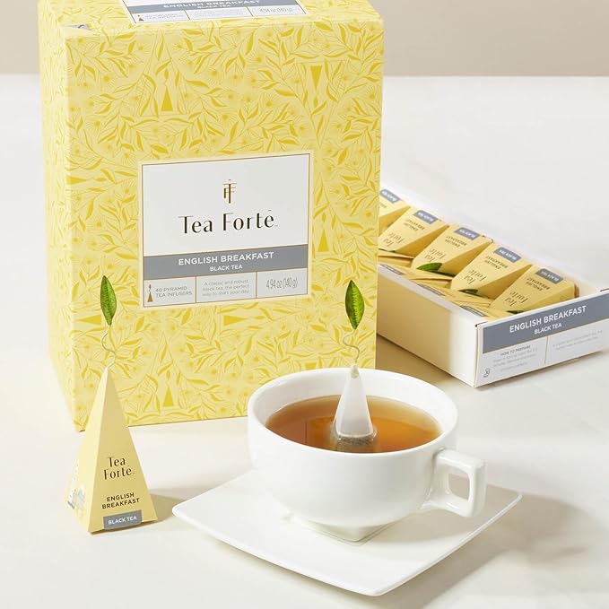 Tea Forte Orchid Vanilla Premium Caffeinated Black Tea Blend Event Box Bulk Pack 40 Count 10 per tray Individually Wrapped Handcrafted Pyramid Infusers