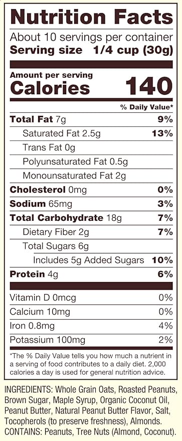 Bob's Red Mill Peanut Butter Granola 11oz (Pack of 6) - Non GMO Whole Grain Kosher
