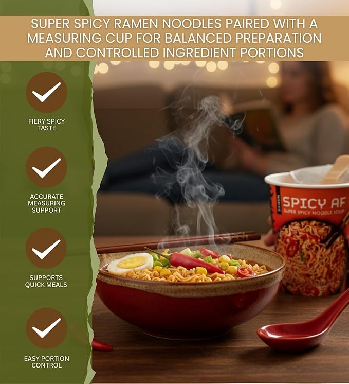 Snapdragon Spicy Ramen Cup – 6 Pack (2.2 oz Each) – Instant Noodle Cups for Quick Meals – Chili Spice &amp Savory Broth – Spicy Variety – Microwave-Ready Cups with Measuring Cup