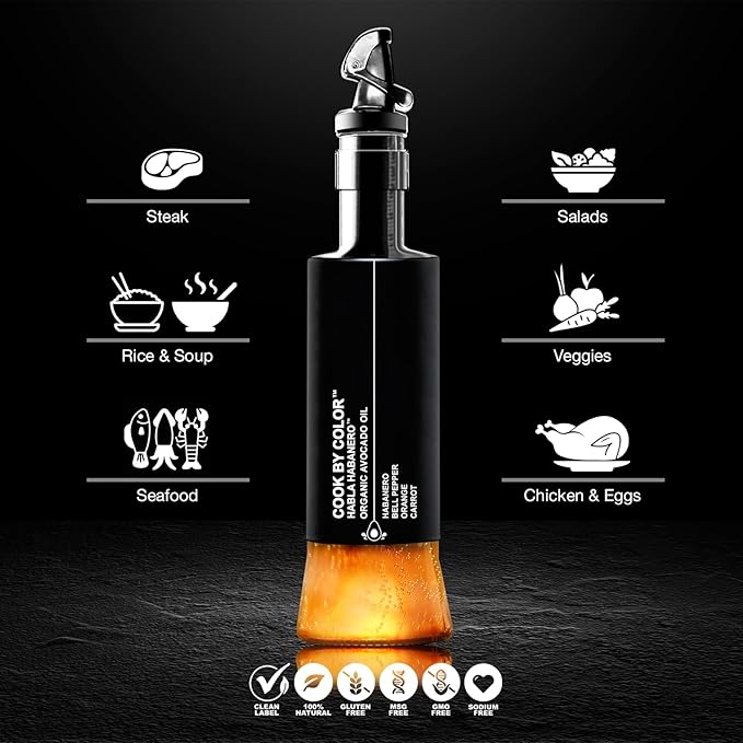 Flavored Cold Pressed Avocado Oil for Cooking Organic Avocado Oil Cooking Oil for Keto Vegan Kosher No Sodium GMO MSG or Additives Frying Oil 350 mL 11.8 Fl Oz Habla Habanero Flavor