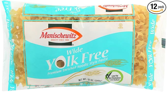 MANISCHEWITZ Yolk Free Wide Noodles  12-Ounce Bags (Pack of 12)