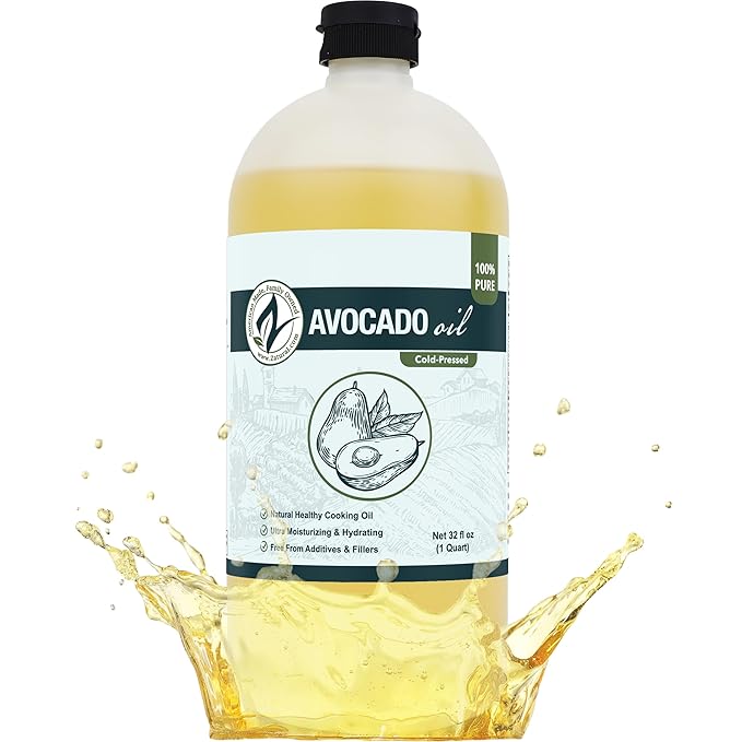 Zatural 100% Avocado Oil Pure Natural without Additives Clean Cold Pressed Non-GMO Vegan: For Cooking Frying Baking and for Sauces Dressings Marinades Salads (32 Ounce)