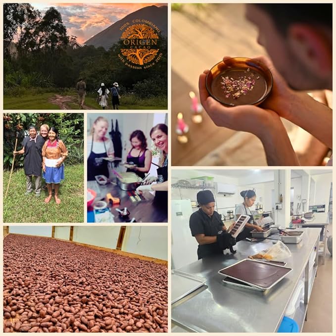 Origen Ceremonial Cacao – 100% Natural Ceremonial Grade Cacao – Unsweetened &amp Anti Oxidant Pure SuperFood – Indigenous Criollo from the Arhuaco Tribe – Vegan Gluten-free – 16 oz Block