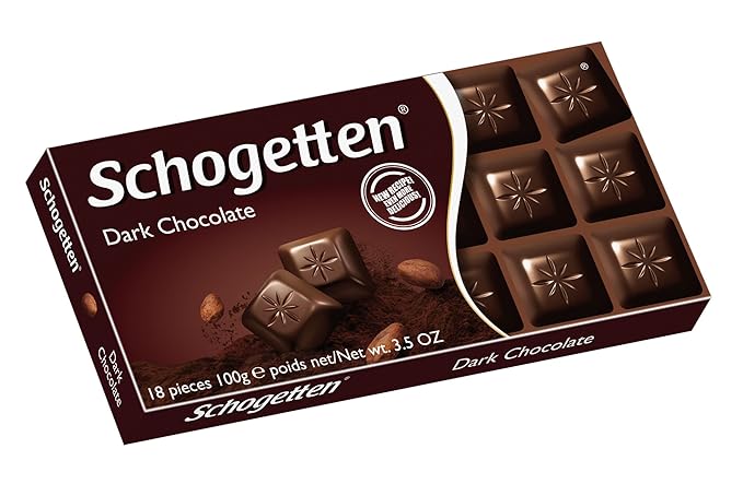 Schogetten Original German Chocolate Assortment Candy Bars Pre-selected Bundle of 4-Dark Chocolate White Chocolate Alpine Hazelnut 4x100g