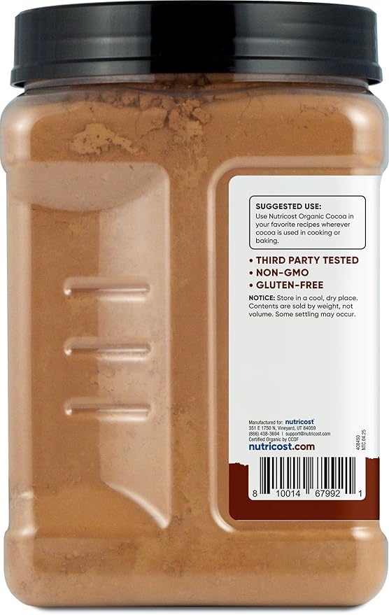 Nutricost Pantry Organic Cocoa Powder (1.5 Pounds Per Bottle) Non GMO Gluten Free Vegan Baking Powder
