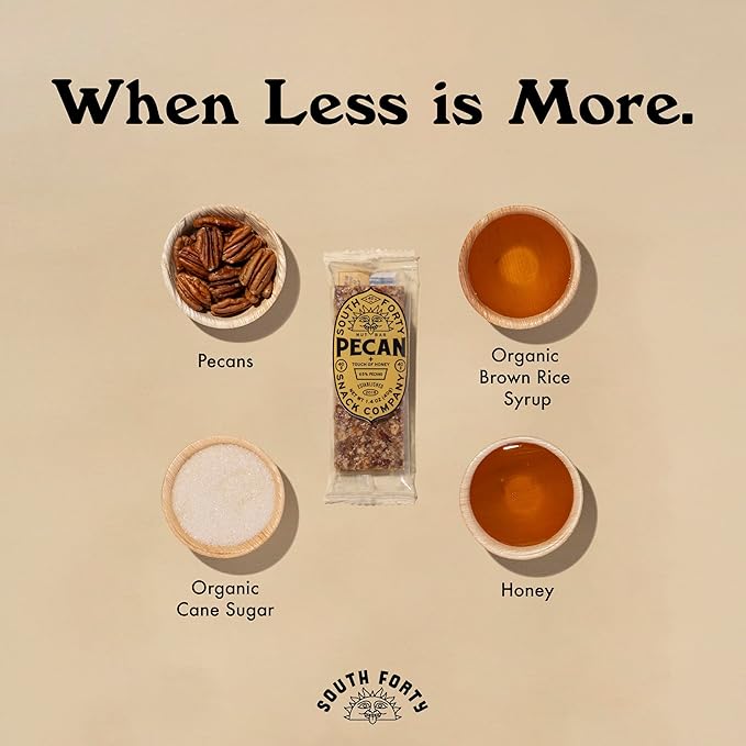 South 40 Snacks Crunchy Pecan Bar Just 4 Ingredients Touch of Honey (40g Bar Pack of 12)