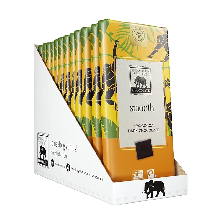 Endangered Species Chocolate Chimpanzee Natural Dark Chocolate (72%) 3-Ounce Bars (Pack of 12)