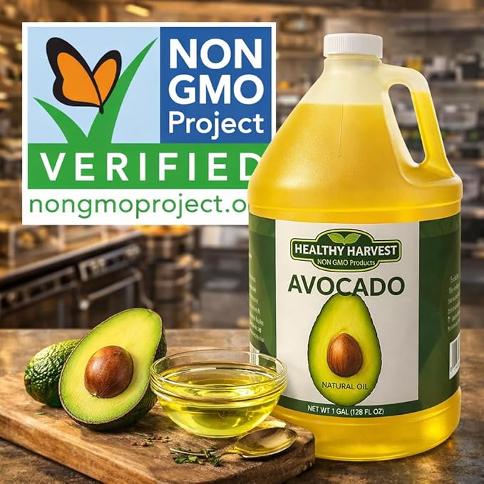 Healthy Harvest Non-GMO Avocado Oil - Great for Sauces And Cooking Frying and More - Nutritious And Rich With Antioxidants (1 gallon)