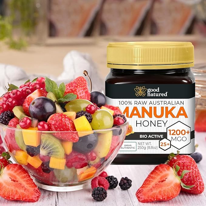 Good Natured Manuka Honey (MGO 1200+) - Highest Grade Raw Manuka Honey Medical Grade Non-GMO Lab-Tested &amp AMHA Certified BPA-free 8.8 oz
