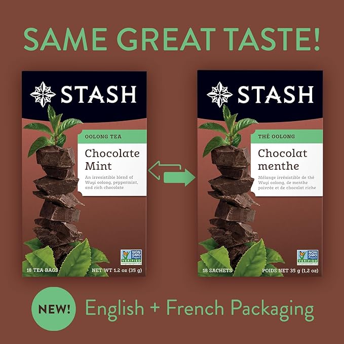 Stash Tea Chocolate Mint Wuyi Oolong Tea - Caffeinated Non-GMO Project Verified Premium Tea with No Artificial Ingredients 18 Count (Pack of 6) - 108 Bags Total