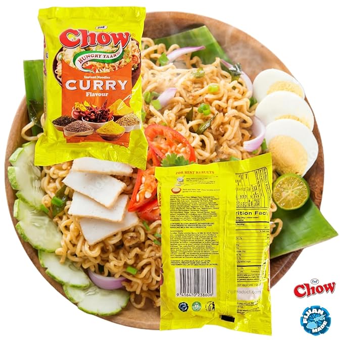 Instant 2 Minute Chow Noodles - CURRY Flavor with Seasonings (2x 5 PACKS) So Delicious Meal Mild Spicy Curry Noodles