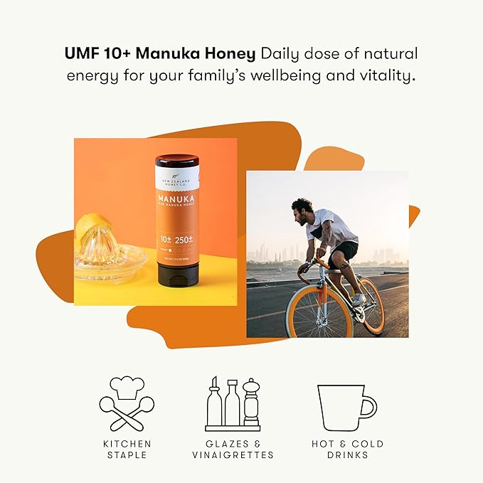 New Zealand Honey Co. Pure Manuka Honey Squeeze Bottle UMF 10+ / MGO 250+ | 17.6oz | 1.1 lb. (500g)