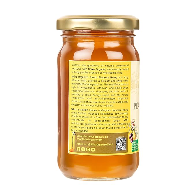 Shiva Organic's Peach Blossom Honey - Pure Raw Unfiltered (8.81 Ounces (250g) Peach Blossom Honey)