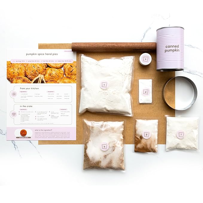 CrumbleCrate Pumpkin Spice Hand Pies DIY Baking Kit | Gourmet Pie Making Set for Adults | Pre-Measured Ingredients &amp Baking Tools