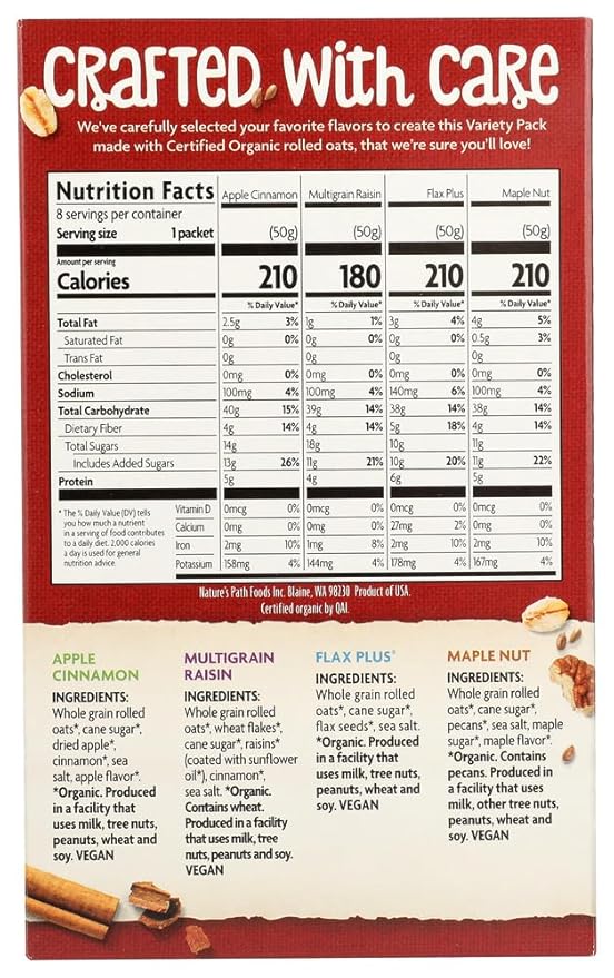 Nature's Path Organic Hot Oatmeal Variety Pack (Pack of 3) 14 Oz.