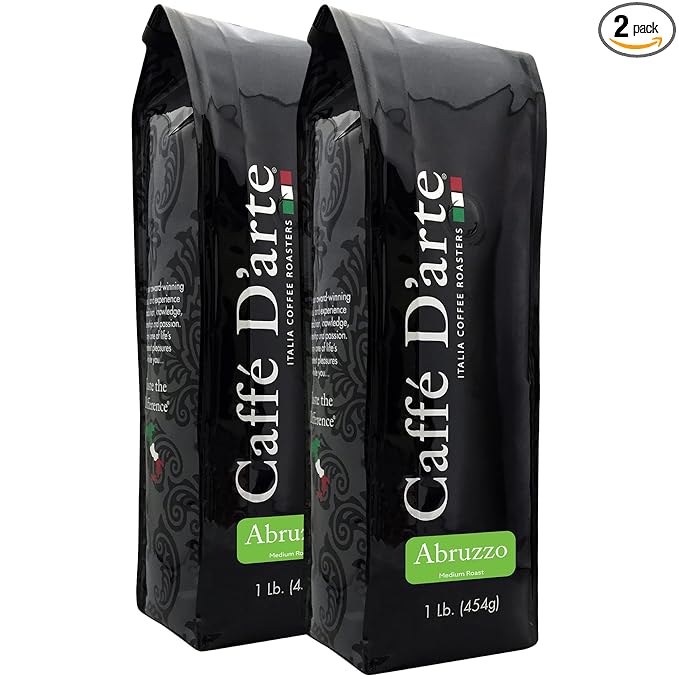 Caffe D’arte Abruzzo Ground Coffee – Medium Roast Earthy &amp Winey Flavor Roasted in Seattle Crafted for Drip Coffee Makers 1 lb