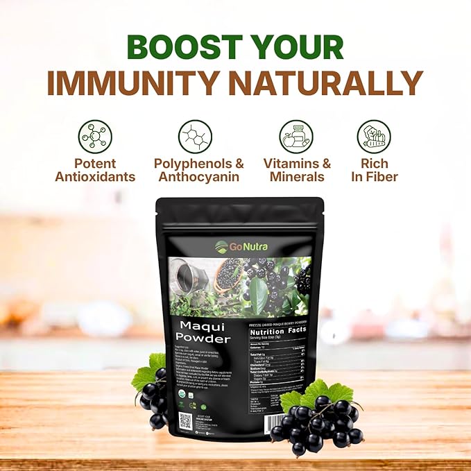 Go Nutra Organic Maqui Berry Powder | Maqui Superfood Freeze-Dried for Nutrition &amp Flavor | Chile Grown | Antioxidants &amp Polyphenols | Non-GMO &amp Gluten Free | 100% Natural | 16 ounce (1 lb
