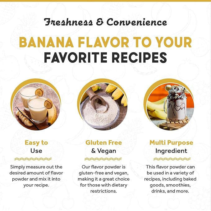 Fanale Premium Banana Bubble Tea Flavoring Powder | Perfect for Baking Smoothies Desserts and Drinks | Instant Flavoring Powder for Boba Milk Tea - 2.2 Pounds (Pack of 20)