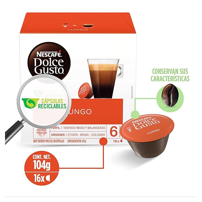 NESCAFÉ Dolce Gusto Coffee Capsules Café Lungo 48 Single Serve Pods (Makes 48 Cups) 48 Count