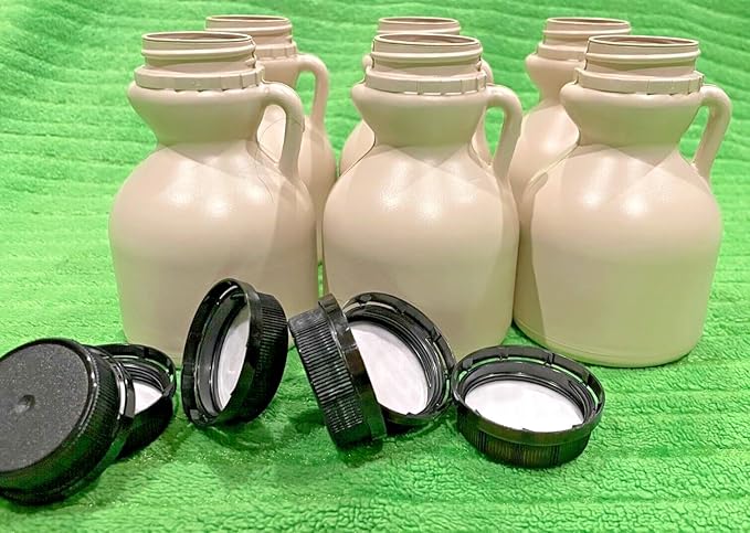 Empty Maple Syrup Jugs - BLANK - Half Pint (8 FL OZ Each) - Case of 6 Containers MADE IN USA with Food Grade Materials.