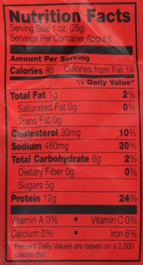 Jack Link's Beef Jerky Teriyaki 5.85 oz. Sharing Size Bag - Flavorful Meat Snack 10g of Protein and 80 Calories Made with Premium Beef - 95 Percent Fat Free No Added MSG** or Nitrates/Nitrites
