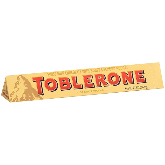 Toblerone Swiss Milk Chocolate Candy Bars with Honey and Almond Nougat 20-3.52 oz Bars